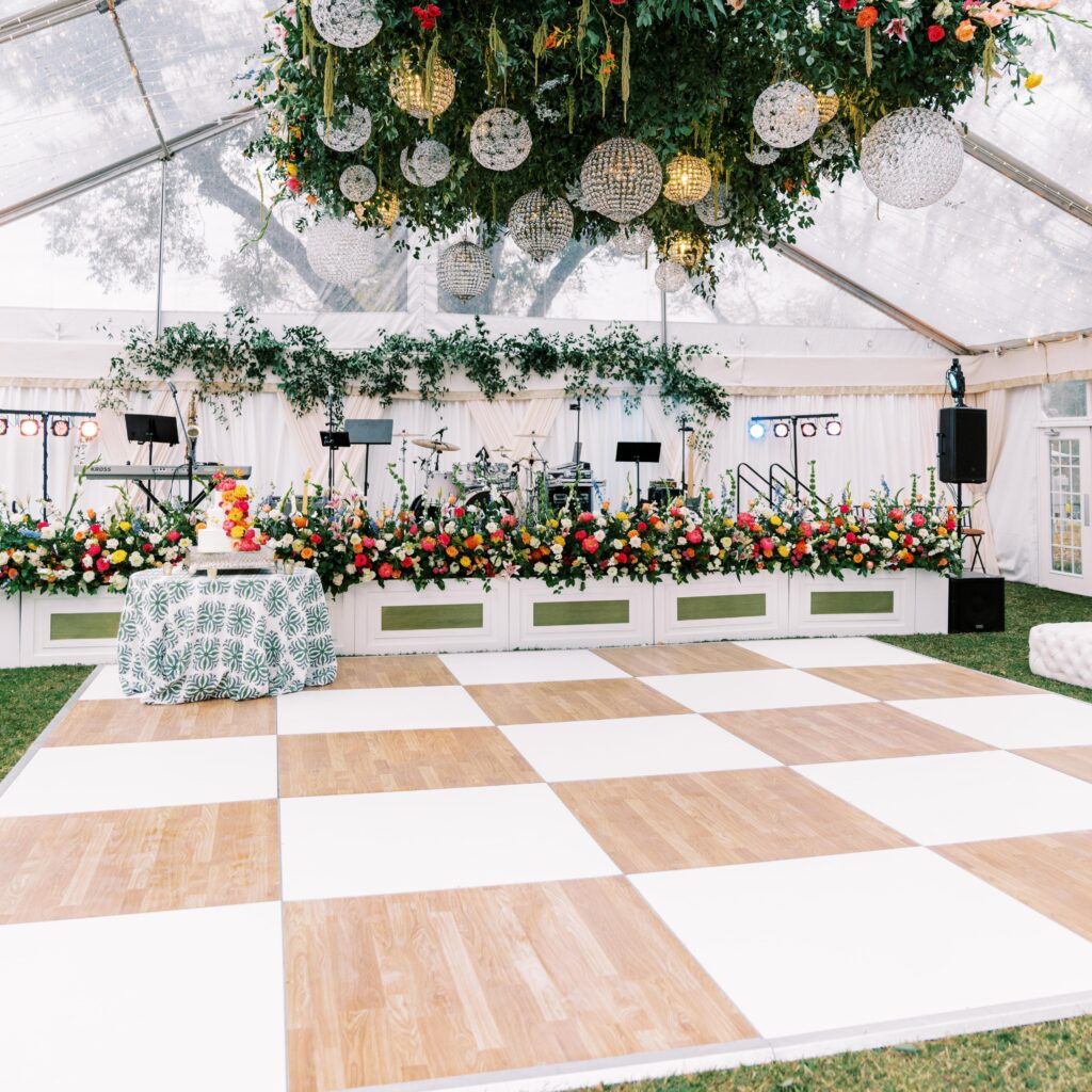 white and plank dance floor