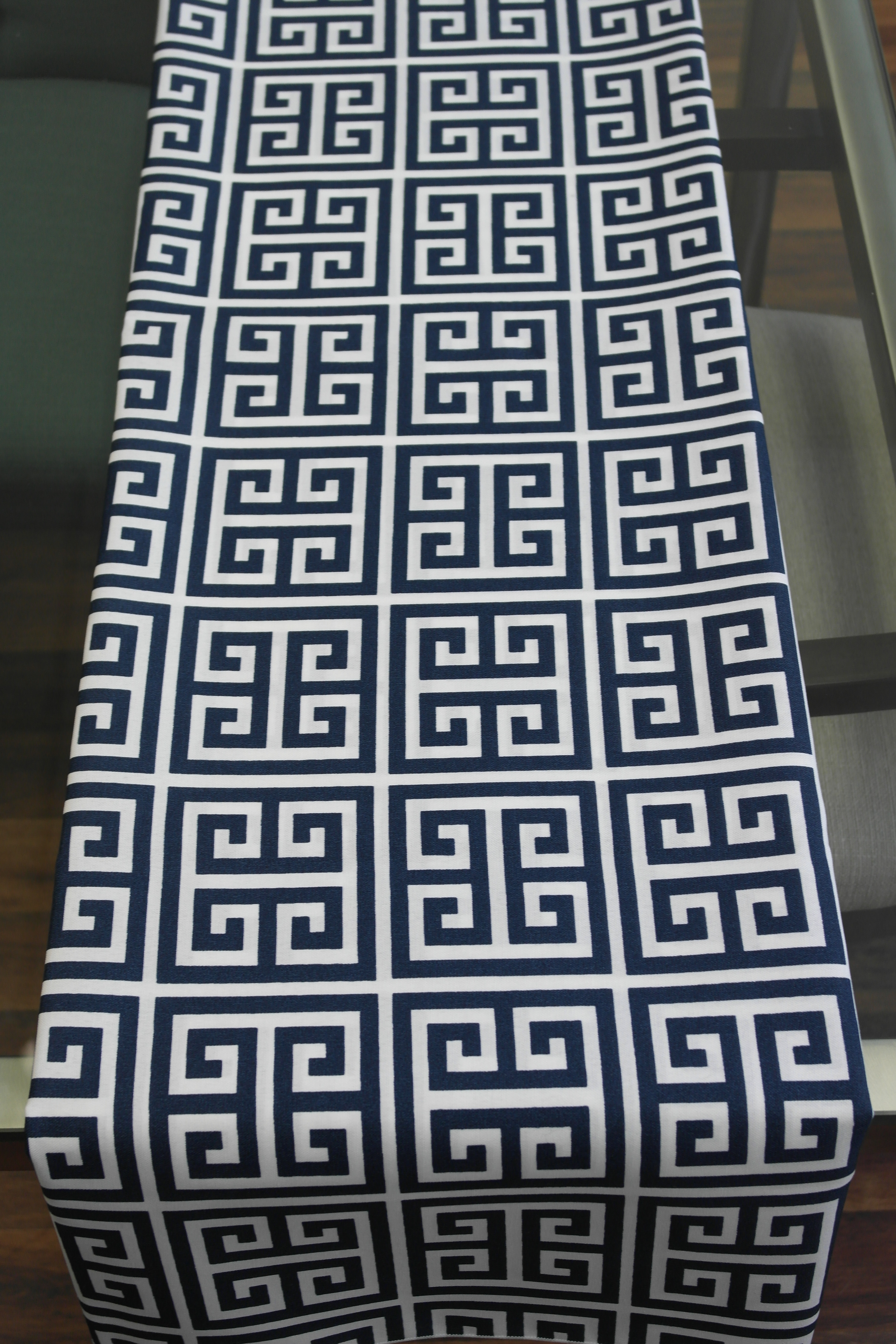 Navy Greek Key Linen