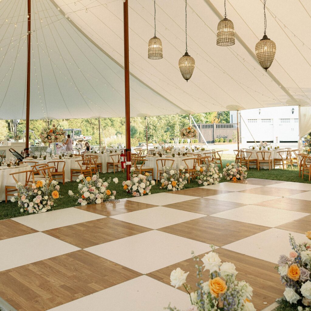 plank and white dance floor