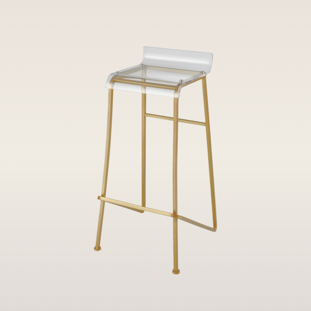 Acrylic and Gold Barstool