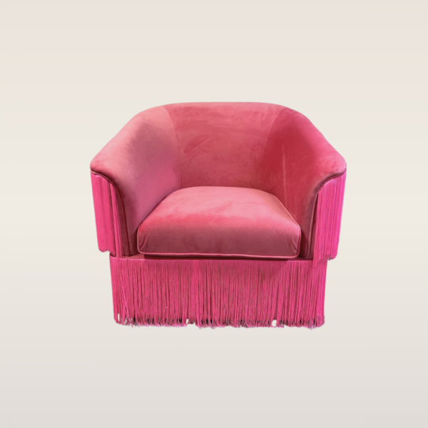 hot pink evie fringe velvet sofa