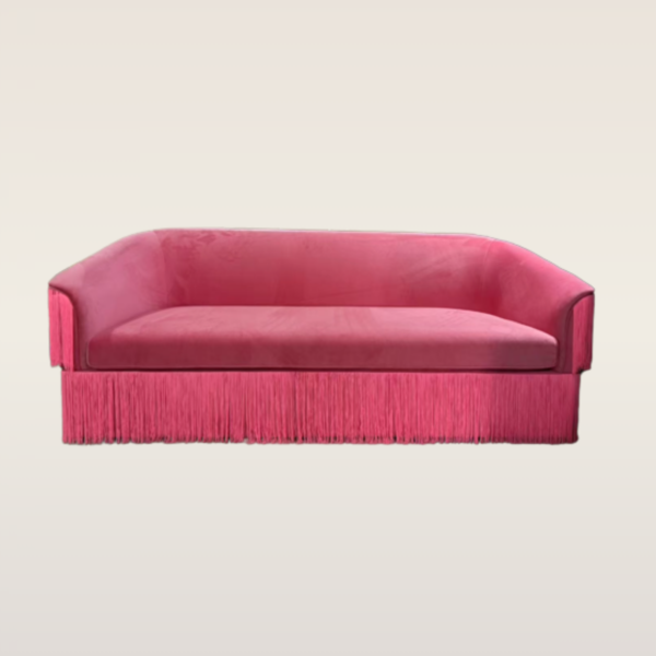 hot pink evie fringe velvet sofa