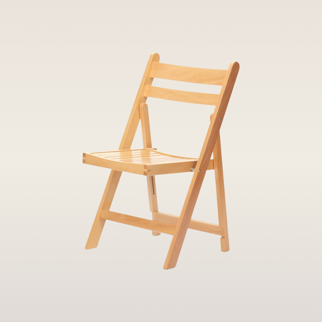 Natural Wood Slatted Folding Chair