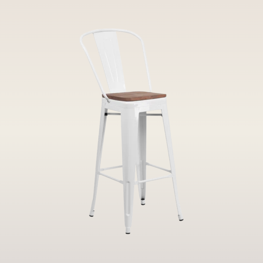 White Truman Barstool w/ Back